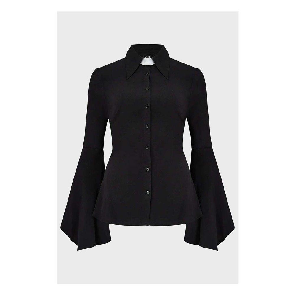 killstar cursed pray blouse black long flared sleeve - Picture 4 of 4